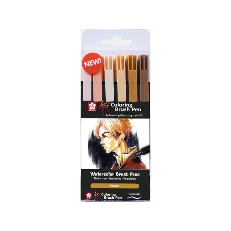 Set 6 rotuladores Koi Coloring Brush Pen Portrait