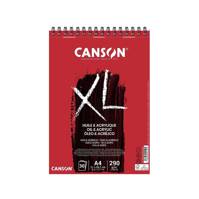 Bloc XL Canson óleo/acrílico A4 30h 290g