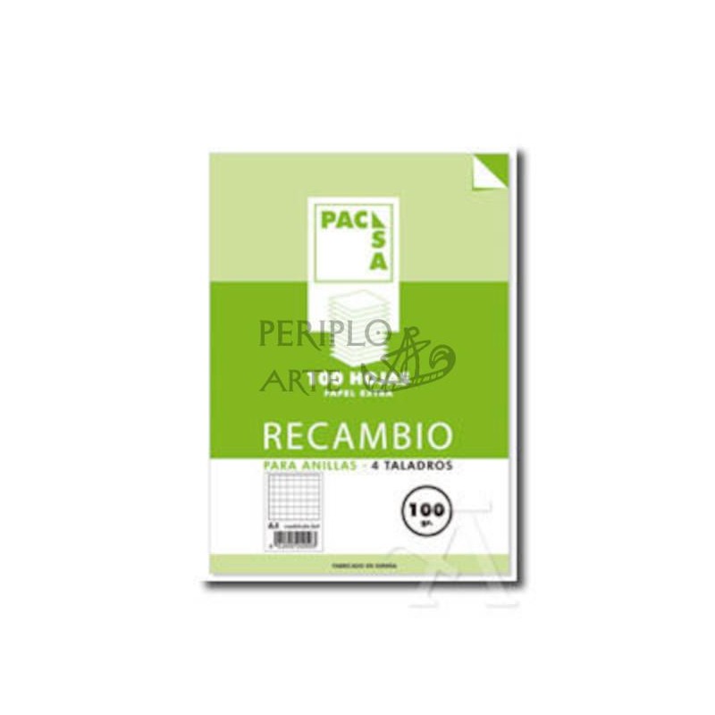 Recambio A4 100g 100h cuadro 4mm