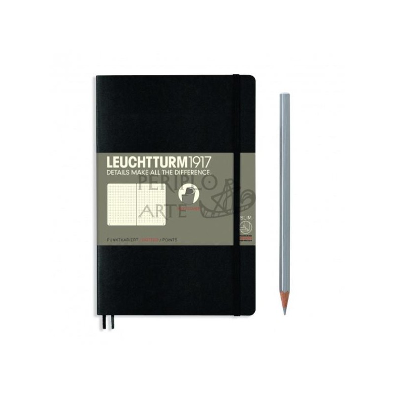 Cuaderno notas punteado B6 tapa blanda Black