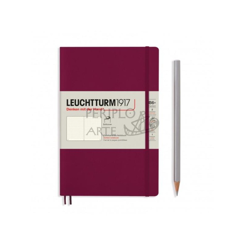 Cuaderno notas punteado B6 tapa blanda Port Red