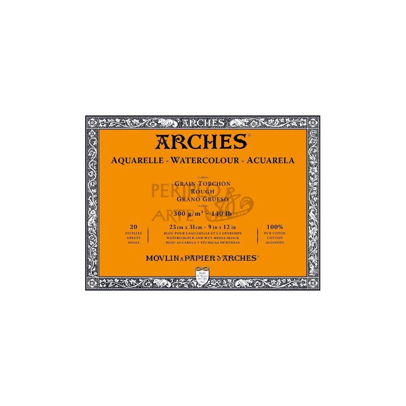 Bloc Arches grue encolado 4 lados 23x31cm 300g 20h