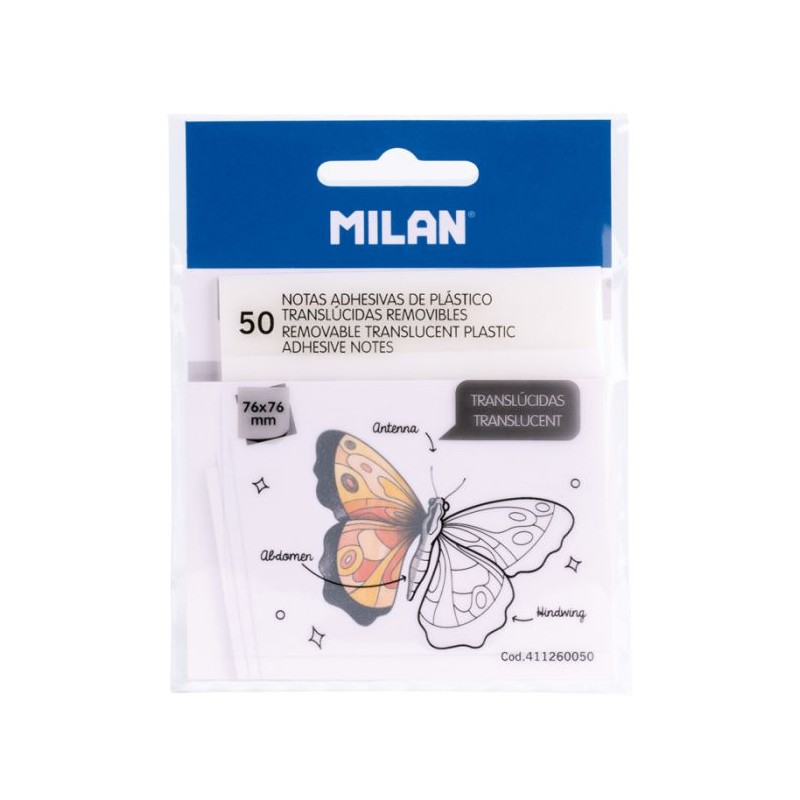 Notas adhesivas transparentes 76x76mm Milan