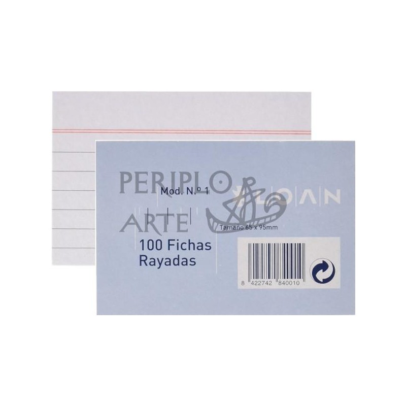 Paquete 100 fichas rayadas cartulina nº3 100x150mm