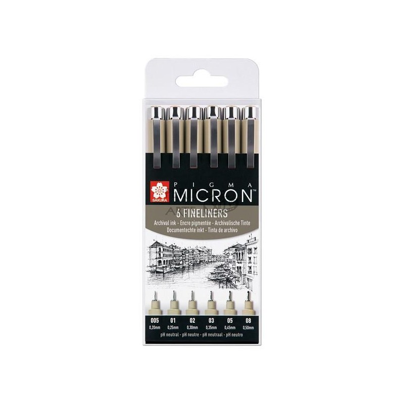 Set 6 rotuladores  4 2gratis  Pigma Micron Sakura 