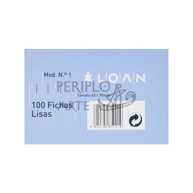 Paquete 100 fichas lisas cartulina nº1 95x65mm