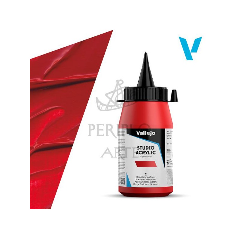 Acrílico Vallejo Studio 500ml nº2 Rojo Cadmio