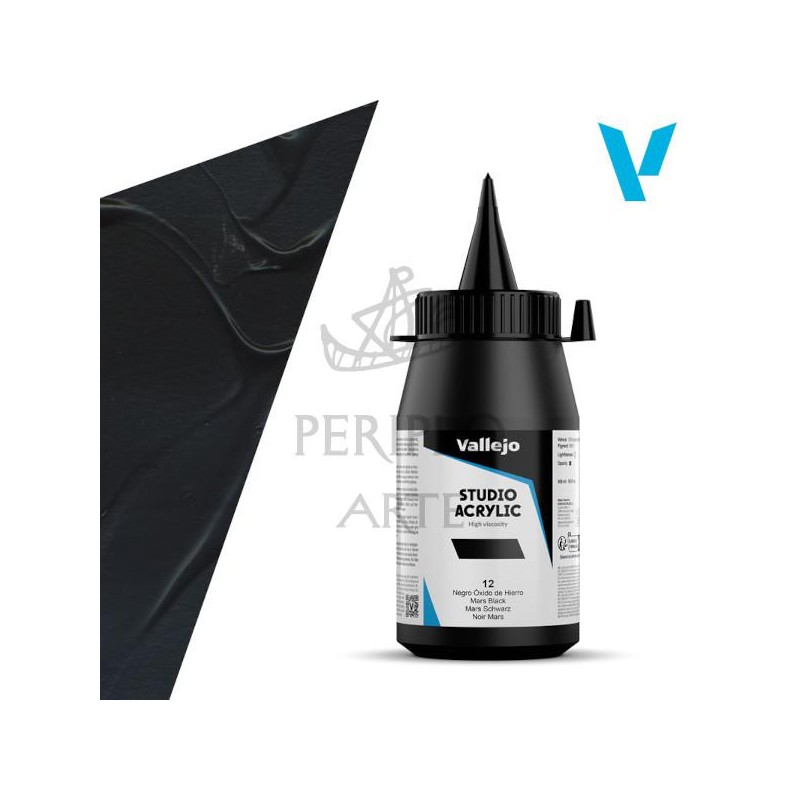 Acrílico Vallejo Studio 500ml nº12 Negro Óx Hierro