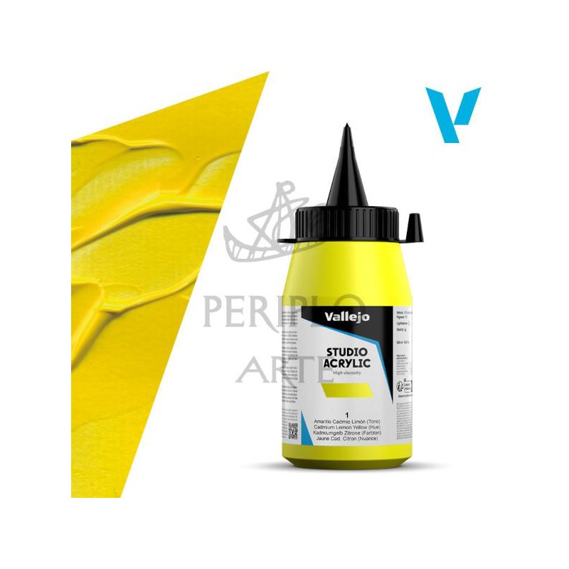 Acrílico Vallejo Studio 500ml nº1 Amarillo Cad Lim