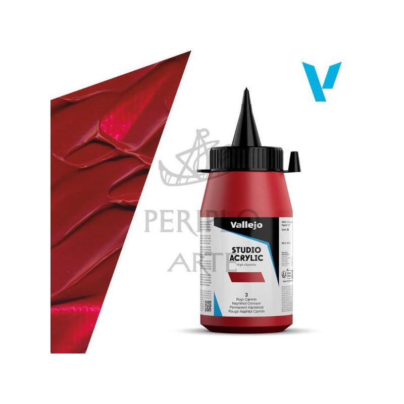 Acrílico Vallejo Studio 500ml nº3 Rojo Carmín