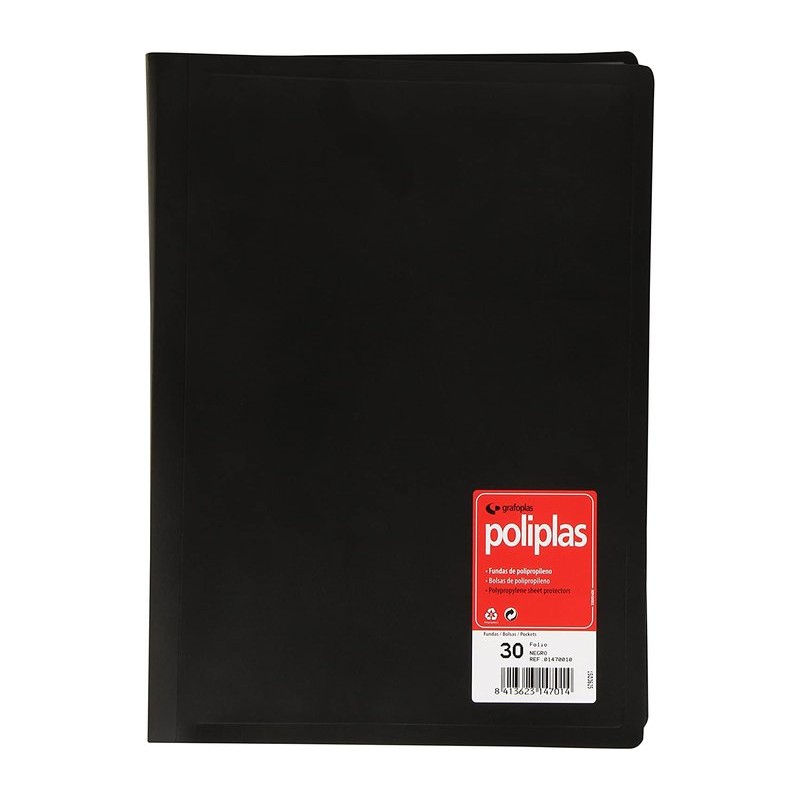 Carpeta 30 fundas folio Poliplás negro