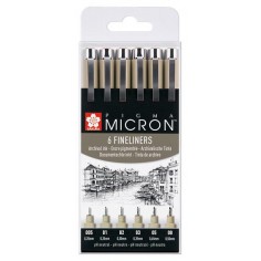 Set 6 rotuladores Pigma Micron Sakura negro