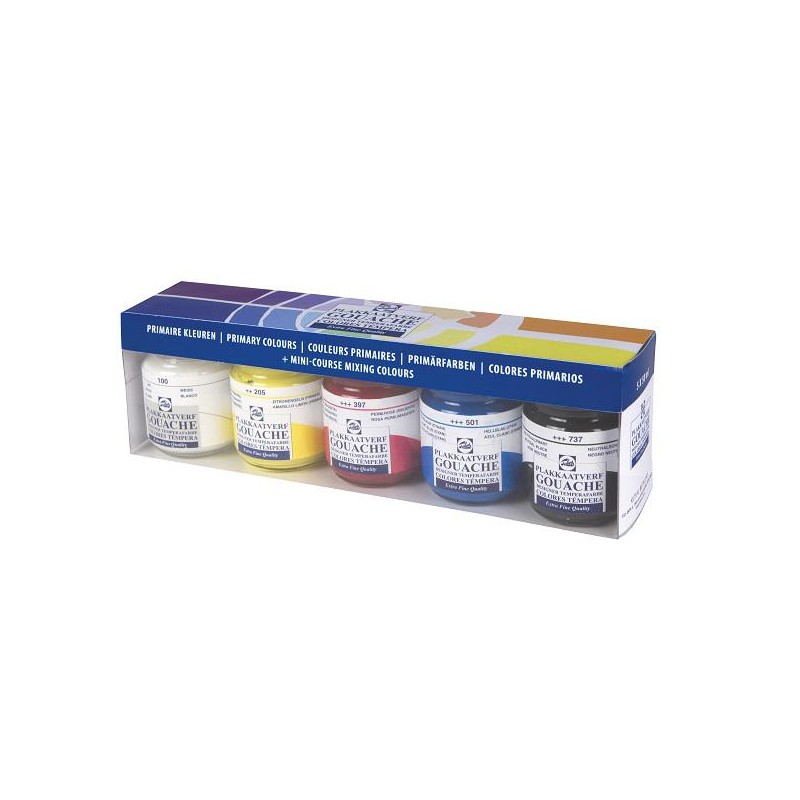 Caja gouache témpera 5 botes 50ml Talens primarios